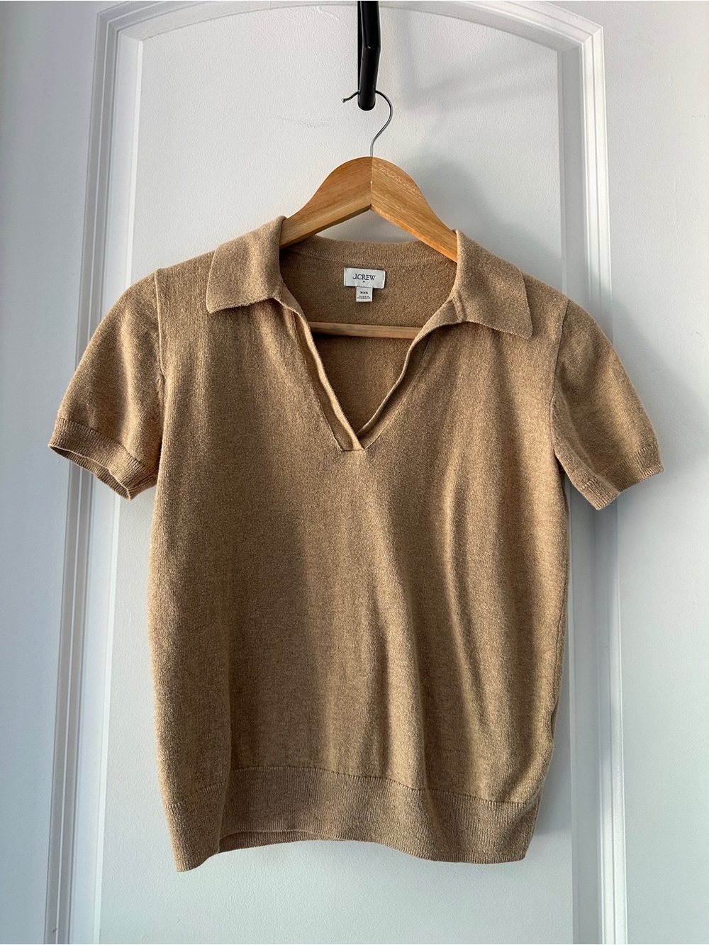 J. Crew Factory Short Sleeve Polo Sweater in Camel Brown